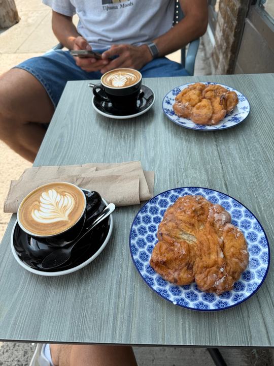 Flat white and an apple fritter